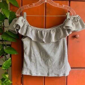 Black and White Striped Off the Shoulder Maeve for Anthropologie Top 💛